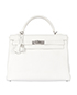 Kelly 32 Veau Taurillon Clemence Leather In White, front view